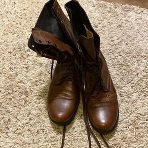 Leather combat boots